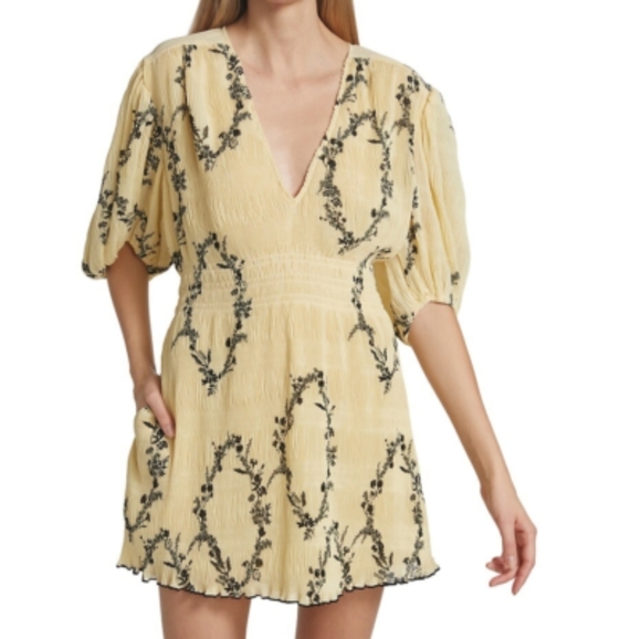 Ganni Yellow Floral Mini Dress - Picture 2 of 10